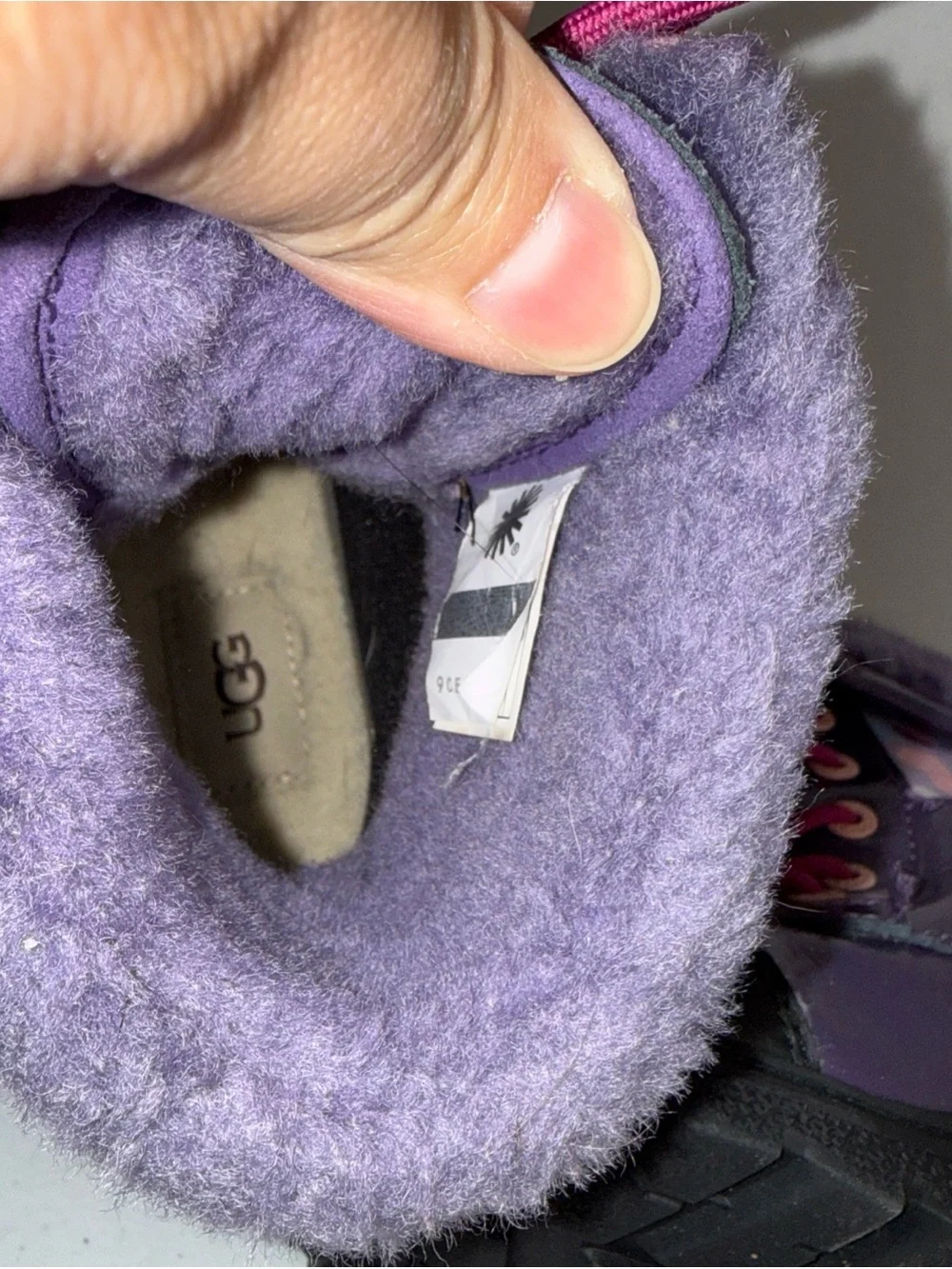 UGG Purple and Pink Kids Lace-Up Faux-Fur Winter Boots size 1